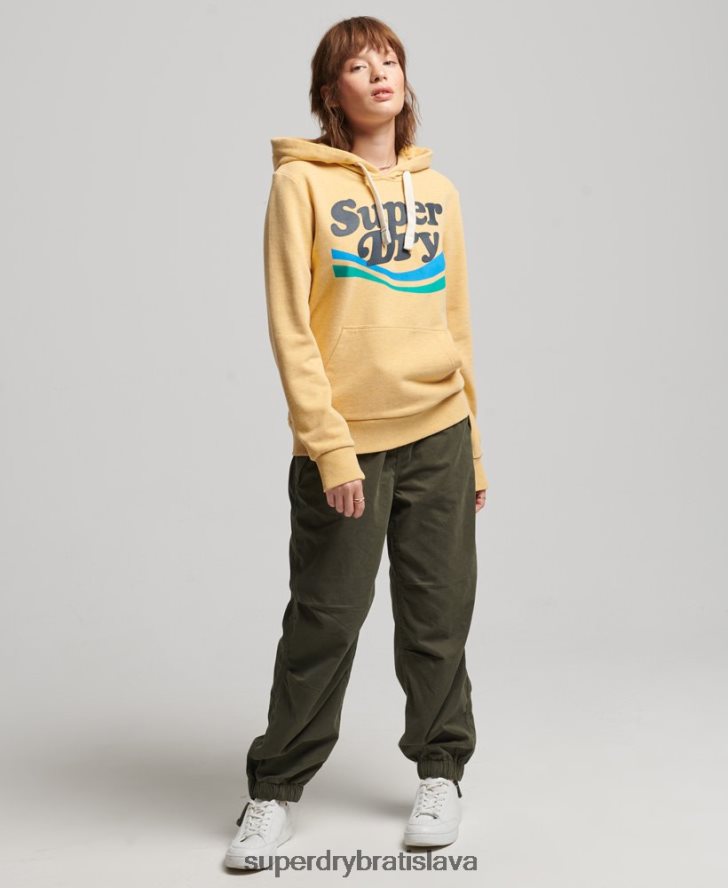 Superdry ženy mikina s dúhovým grafickým logom 6B4ZTR3454 oblečenie žltá