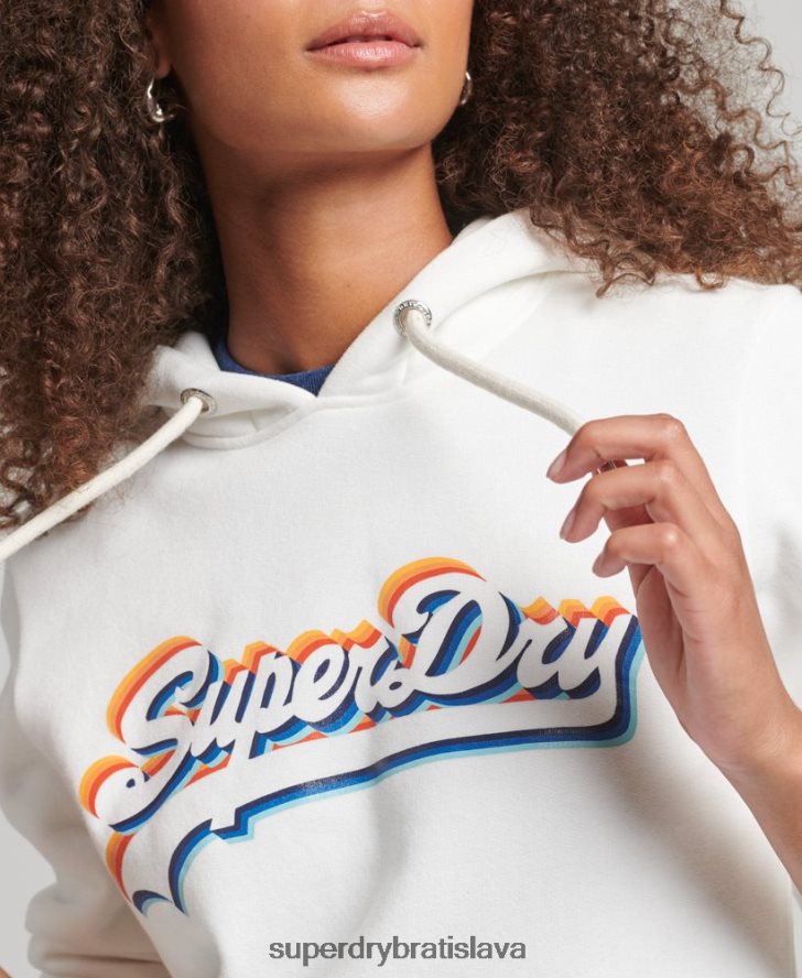 Superdry ženy mikina s dúhovým grafickým logom 6B4ZTR6030 oblečenie biely