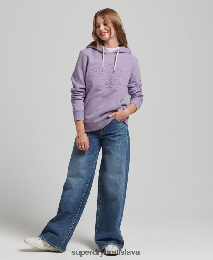 Superdry ženy mikina s embosovaným grafickým logom 6B4ZTR5777 oblečenie Fialová