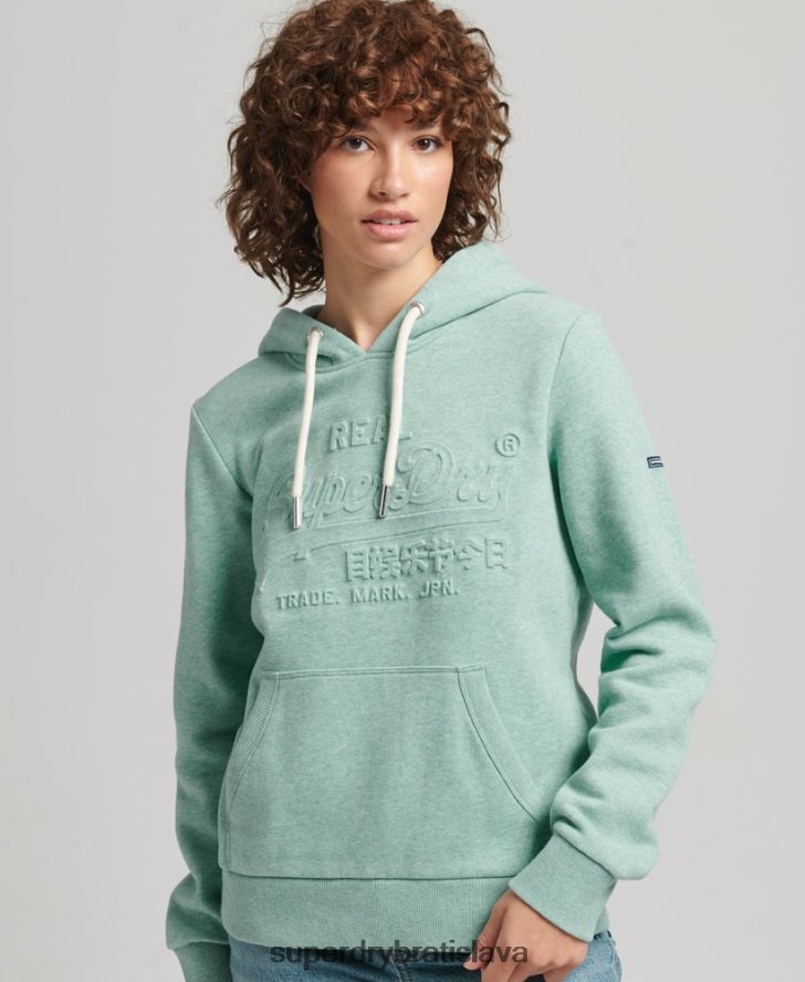 Superdry ženy mikina s embosovaným grafickým logom 6B4ZTR5952 oblečenie tyrkysová