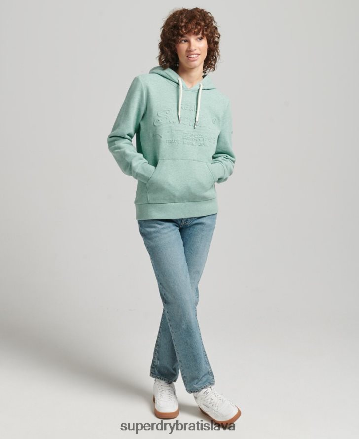 Superdry ženy mikina s embosovaným grafickým logom 6B4ZTR5952 oblečenie tyrkysová