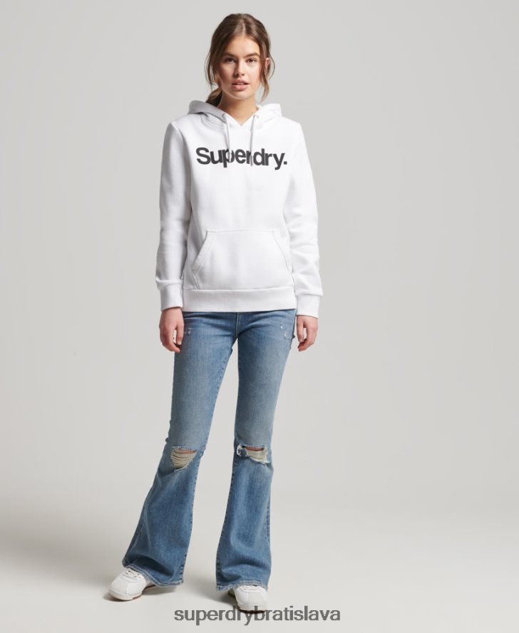 Superdry ženy mikina s jadrom s logom 6B4ZTR3466 oblečenie biely