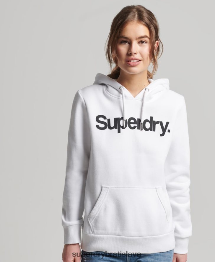 Superdry ženy mikina s jadrom s logom 6B4ZTR3466 oblečenie biely