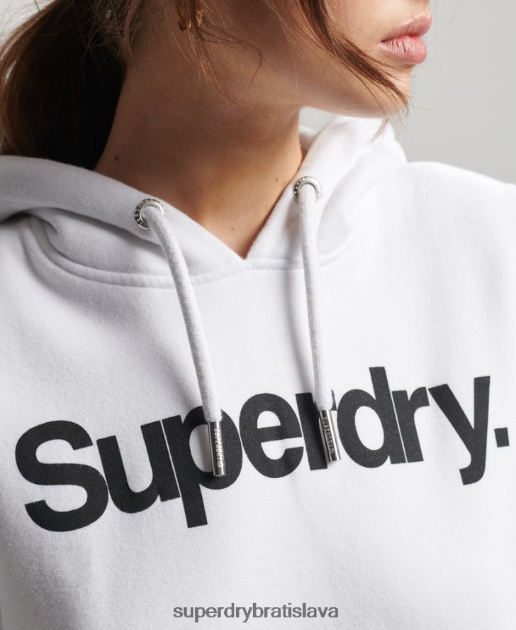 Superdry ženy mikina s jadrom s logom 6B4ZTR3466 oblečenie biely