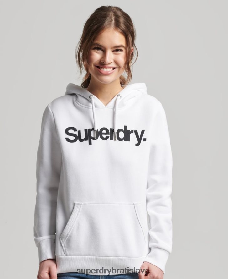 Superdry ženy mikina s jadrom s logom 6B4ZTR3484 oblečenie biely