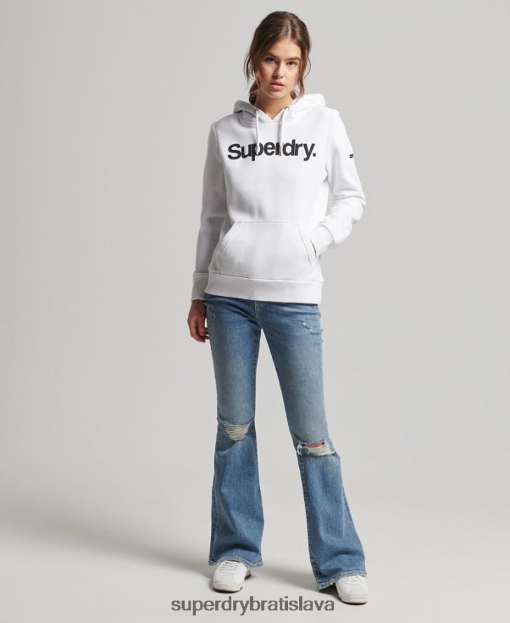 Superdry ženy mikina s jadrom s logom 6B4ZTR3484 oblečenie biely