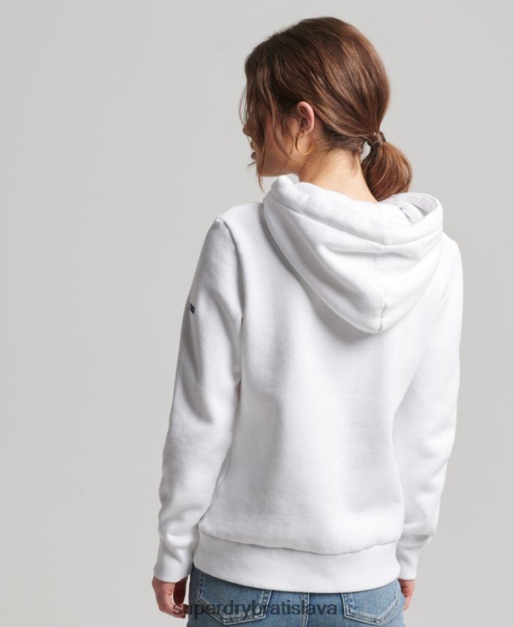 Superdry ženy mikina s jadrom s logom 6B4ZTR3484 oblečenie biely