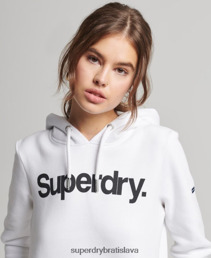 Superdry ženy mikina s jadrom s logom 6B4ZTR3484 oblečenie biely
