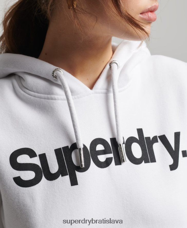 Superdry ženy mikina s jadrom s logom 6B4ZTR3484 oblečenie biely