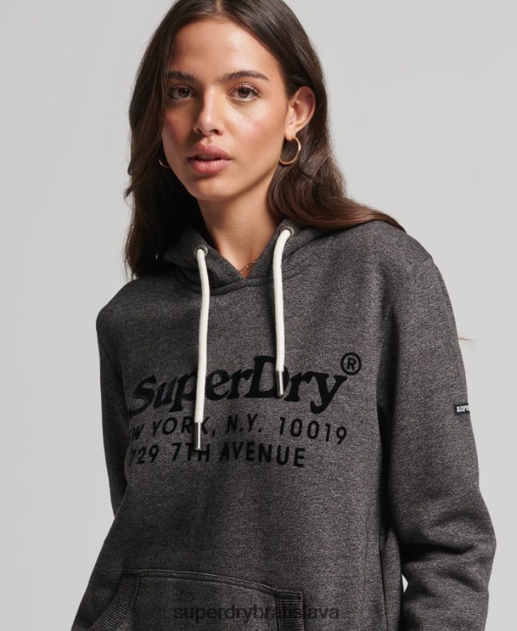 Superdry ženy mikina s kapucňou 6B4ZTR3295 oblečenie tmavošedý