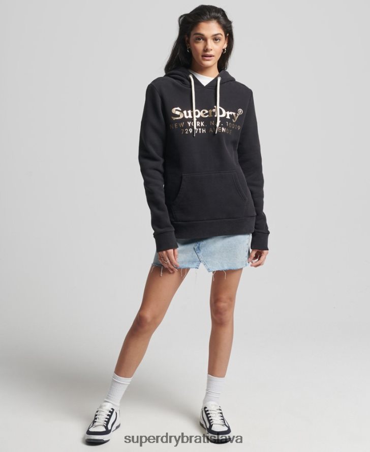Superdry ženy mikina s kapucňou 6B4ZTR5985 oblečenie čierna