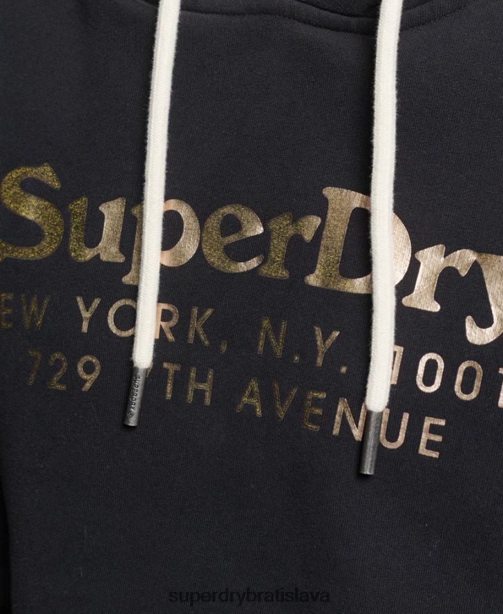 Superdry ženy mikina s kapucňou 6B4ZTR5985 oblečenie čierna