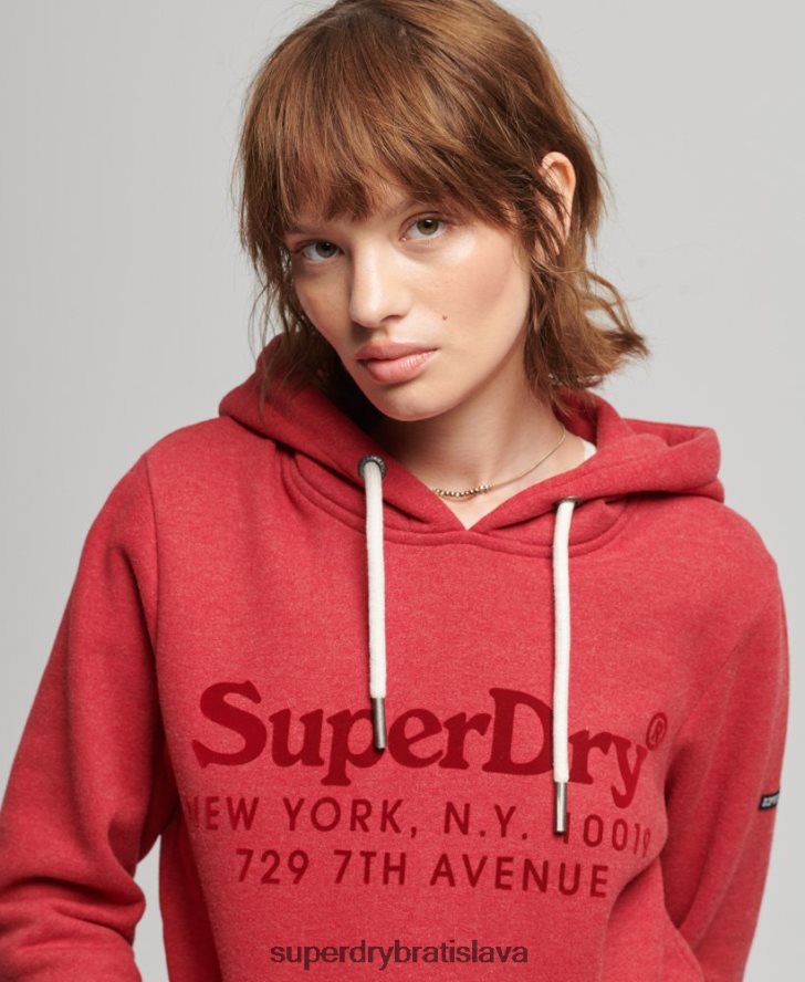 Superdry ženy mikina s kapucňou 6B4ZTR6126 oblečenie červená