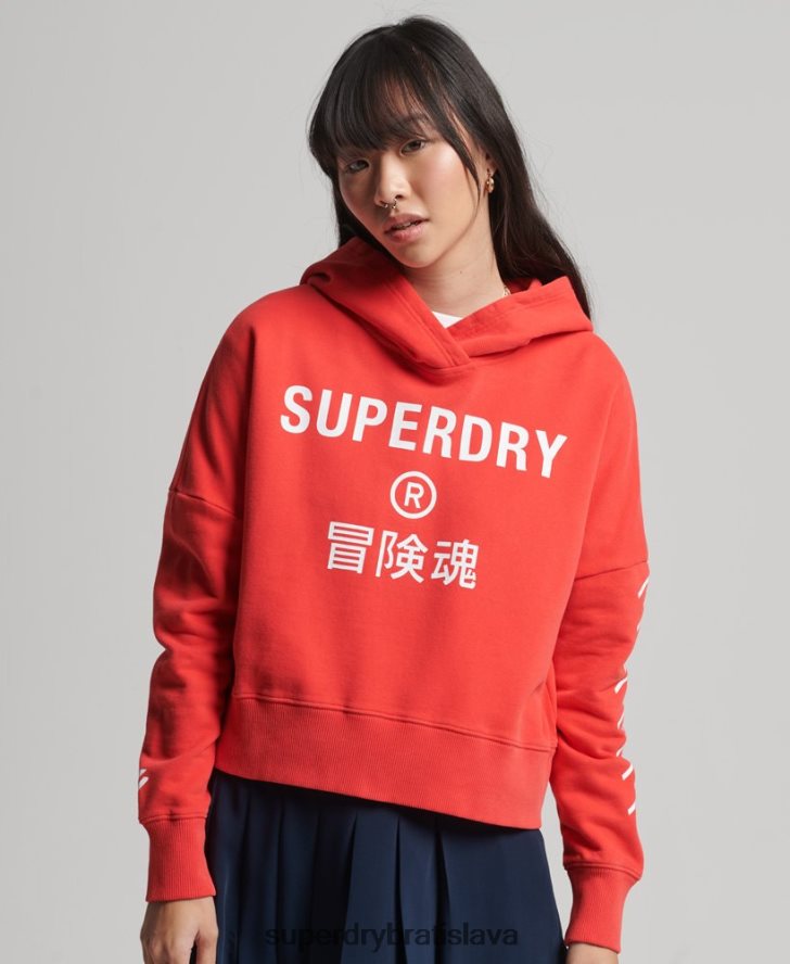 Superdry ženy mikina s kapucňou code core sport crop box 6B4ZTR5857 oblečenie koralový