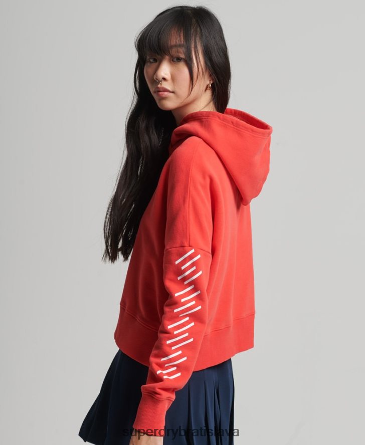 Superdry ženy mikina s kapucňou code core sport crop box 6B4ZTR5857 oblečenie koralový