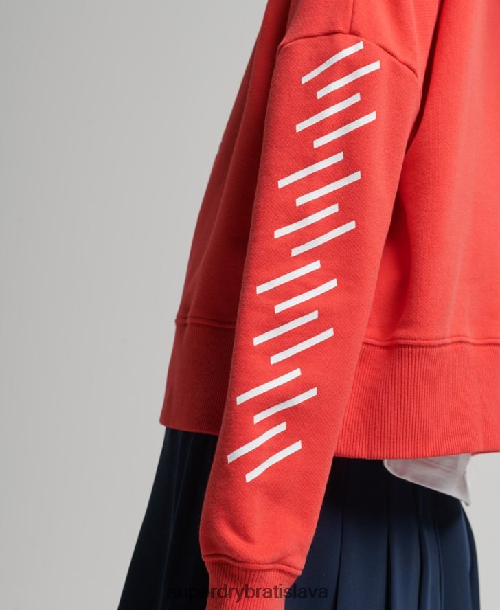 Superdry ženy mikina s kapucňou code core sport crop box 6B4ZTR5857 oblečenie koralový