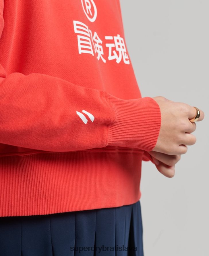 Superdry ženy mikina s kapucňou code core sport crop box 6B4ZTR5857 oblečenie koralový