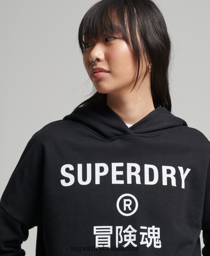 Superdry ženy mikina s kapucňou code core sport crop box 6B4ZTR5862 oblečenie čierna