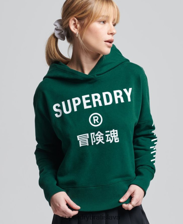 Superdry ženy mikina s kapucňou code core sport crop box 6B4ZTR5955 oblečenie zelená