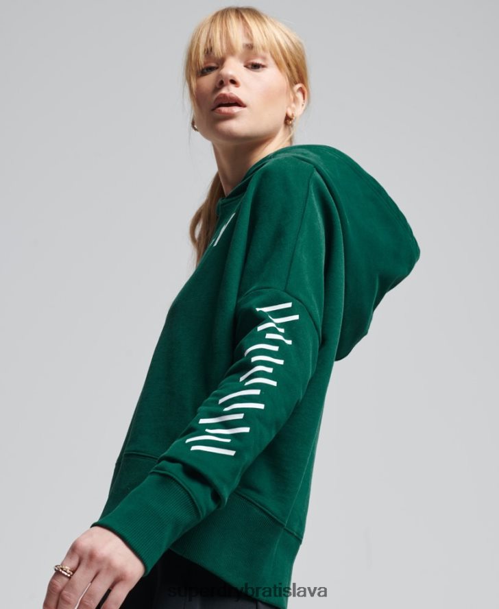 Superdry ženy mikina s kapucňou code core sport crop box 6B4ZTR5955 oblečenie zelená