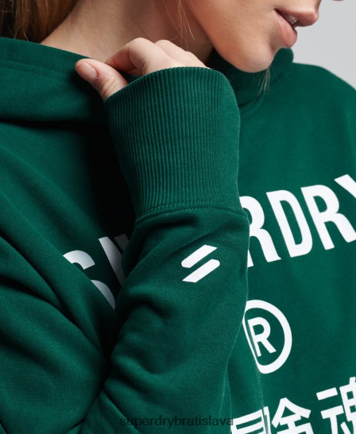 Superdry ženy mikina s kapucňou code core sport crop box 6B4ZTR5955 oblečenie zelená