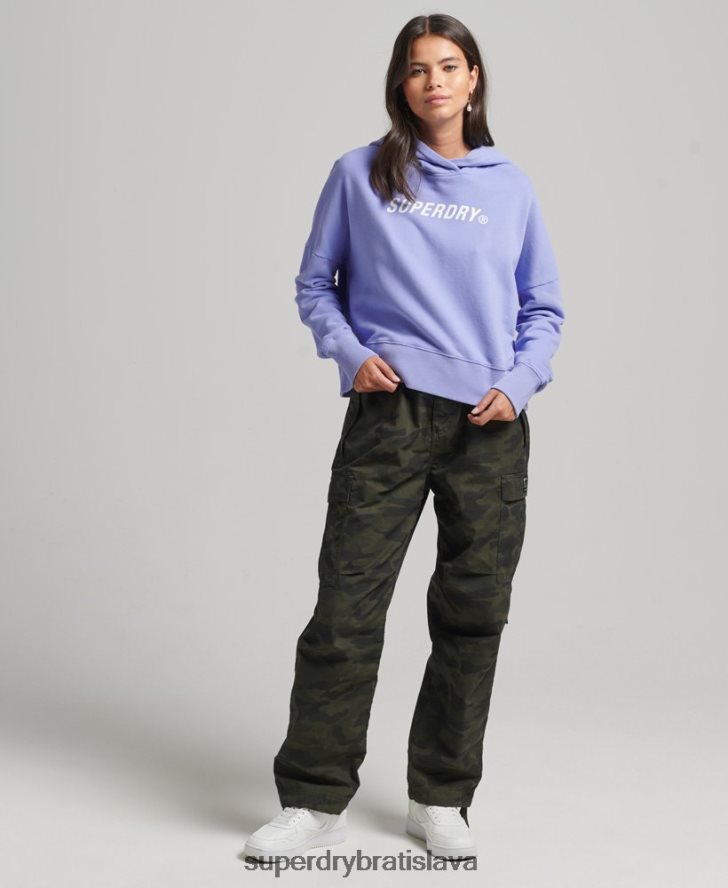 Superdry ženy mikina s kapucňou code core sport crop box 6B4ZTR6071 oblečenie Fialová