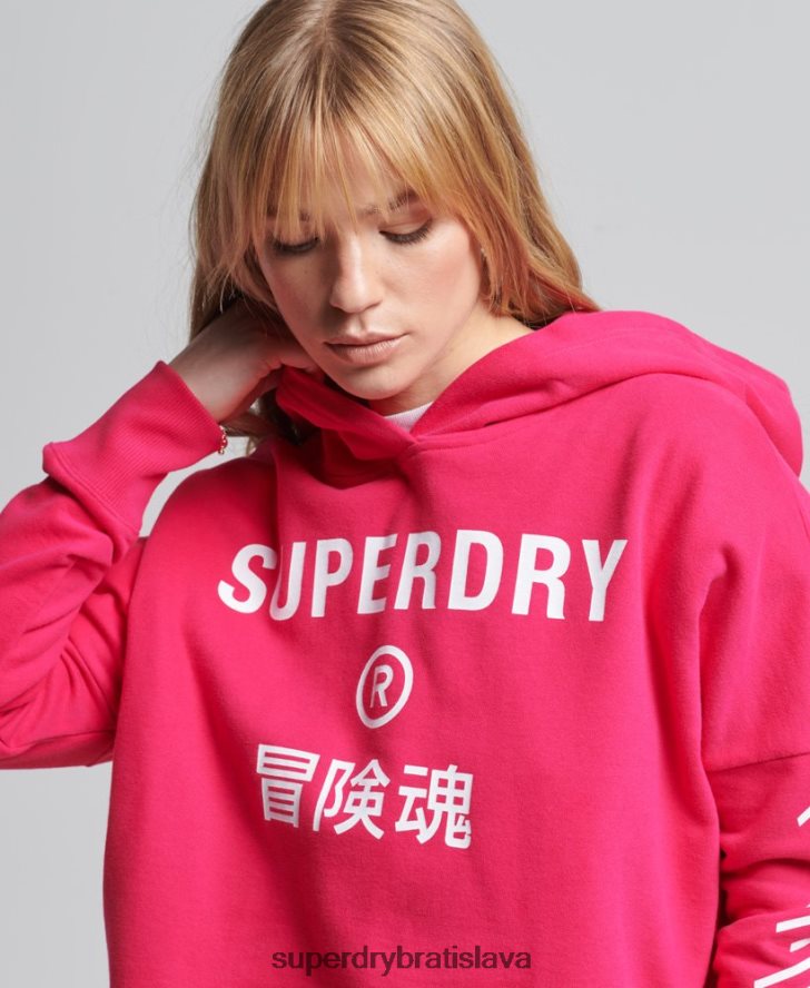Superdry ženy mikina s kapucňou code core sport crop box 6B4ZTR6098 oblečenie Ružová