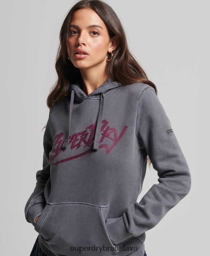 Superdry ženy mikina s kapucňou indie mark 6B4ZTR3337 oblečenie tmavošedý
