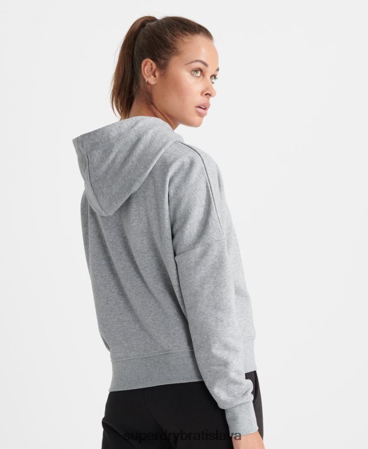 Superdry ženy mikina s kapucňou na tréning core sport crop 6B4ZTR6149 oblečenie sivá