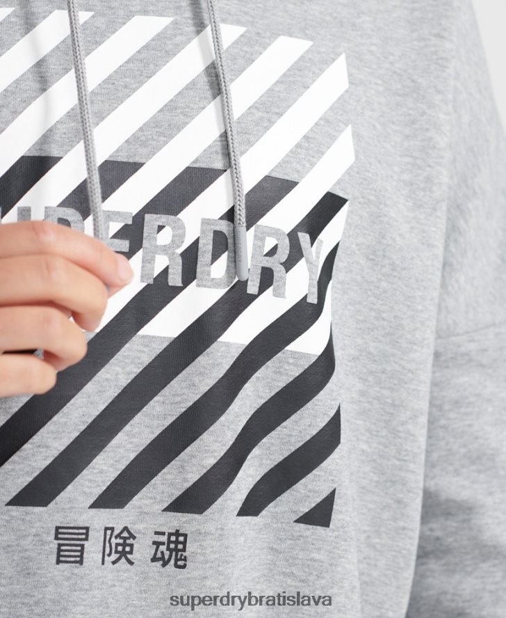 Superdry ženy mikina s kapucňou na tréning core sport crop 6B4ZTR6149 oblečenie sivá
