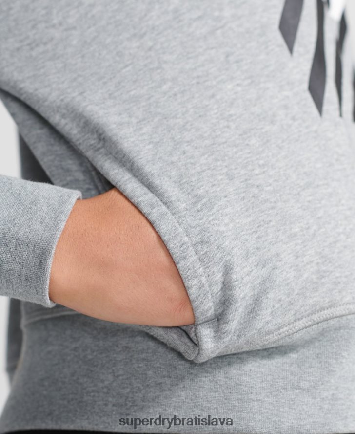 Superdry ženy mikina s kapucňou na tréning core sport crop 6B4ZTR6149 oblečenie sivá