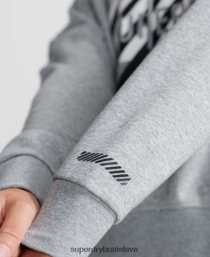 Superdry ženy mikina s kapucňou na tréning core sport crop 6B4ZTR6149 oblečenie sivá