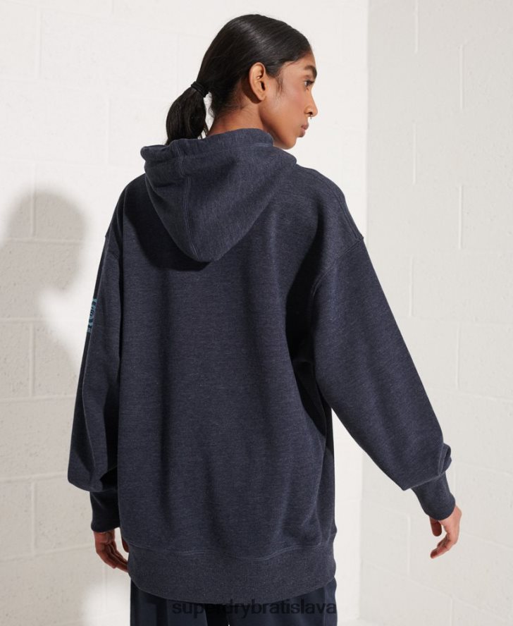 Superdry ženy mikina s kapucňou na univerzitnú grafiku 6B4ZTR5977 oblečenie Modrá