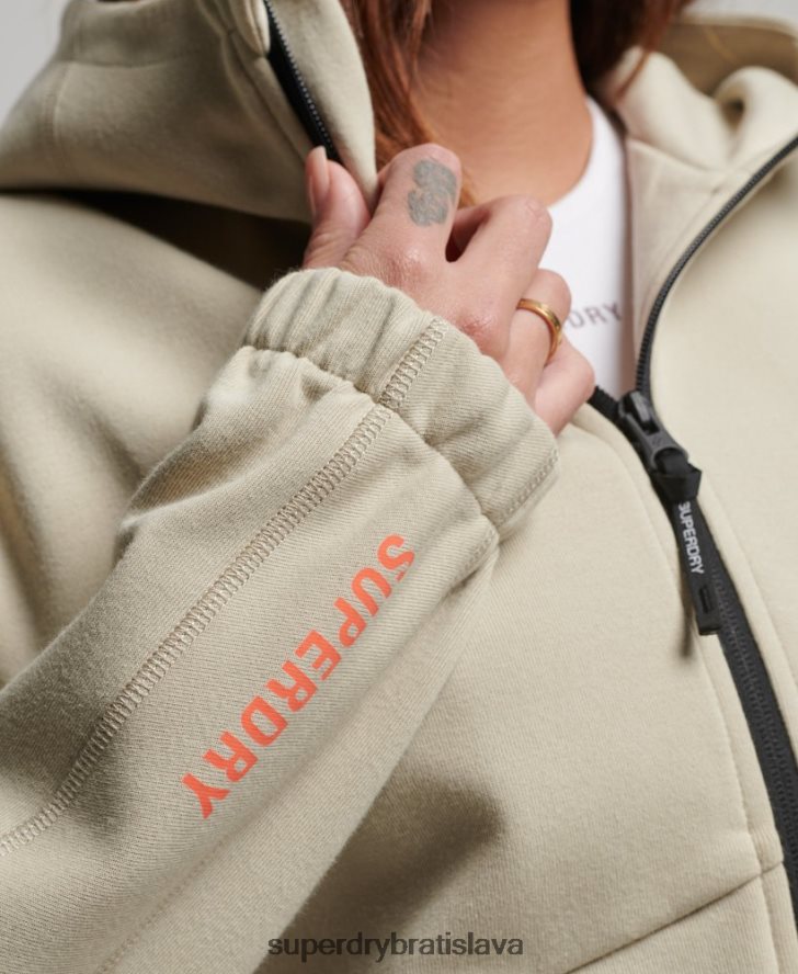 Superdry ženy mikina s kapucňou na zips 6B4ZTR3267 oblečenie béžová