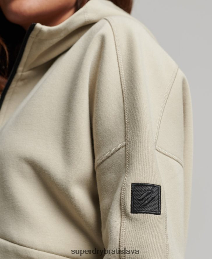 Superdry ženy mikina s kapucňou na zips 6B4ZTR3267 oblečenie béžová