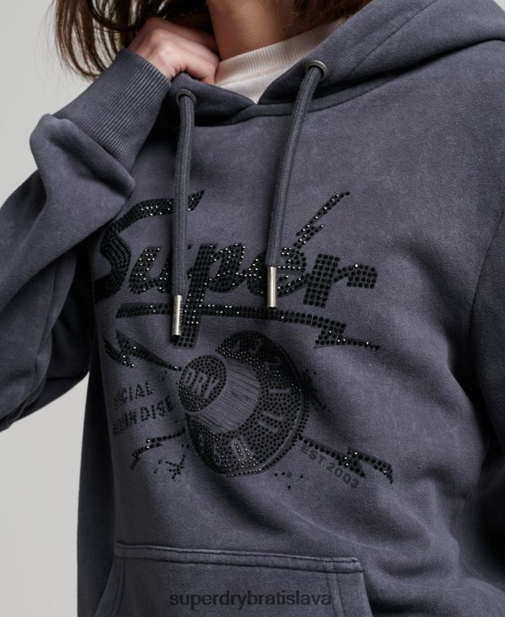 Superdry ženy mikina s kapucňou pre vintage merch store 6B4ZTR3367 oblečenie čierna