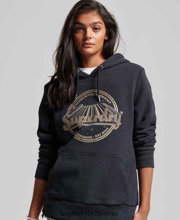 Superdry ženy mikina s kapucňou pre vintage merch store 6B4ZTR3368 oblečenie čierna