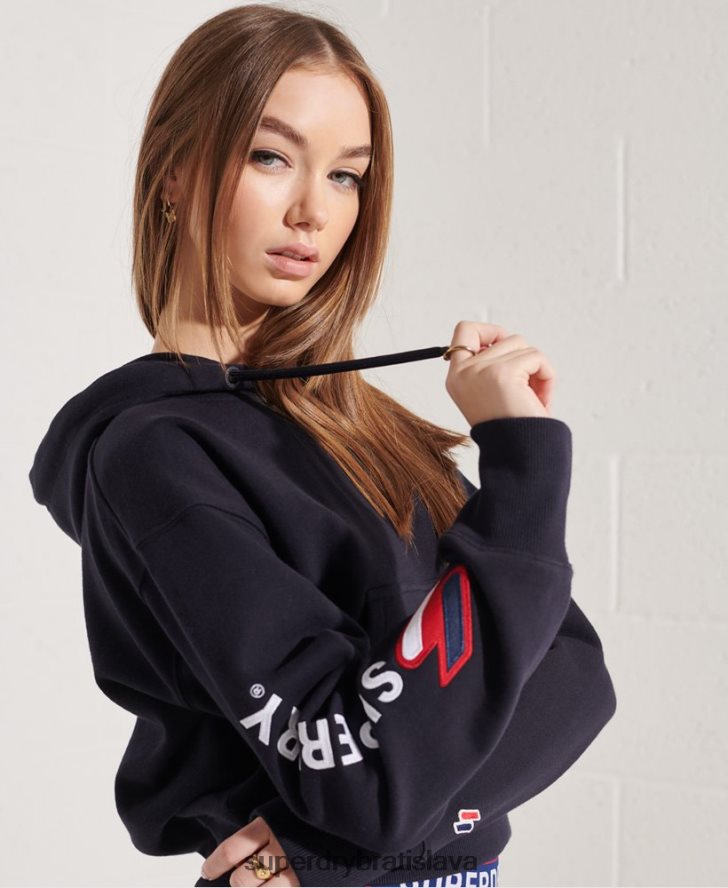 Superdry ženy mikina s kapucňou s grafickým kódom 6B4ZTR3489 oblečenie námorníctvo