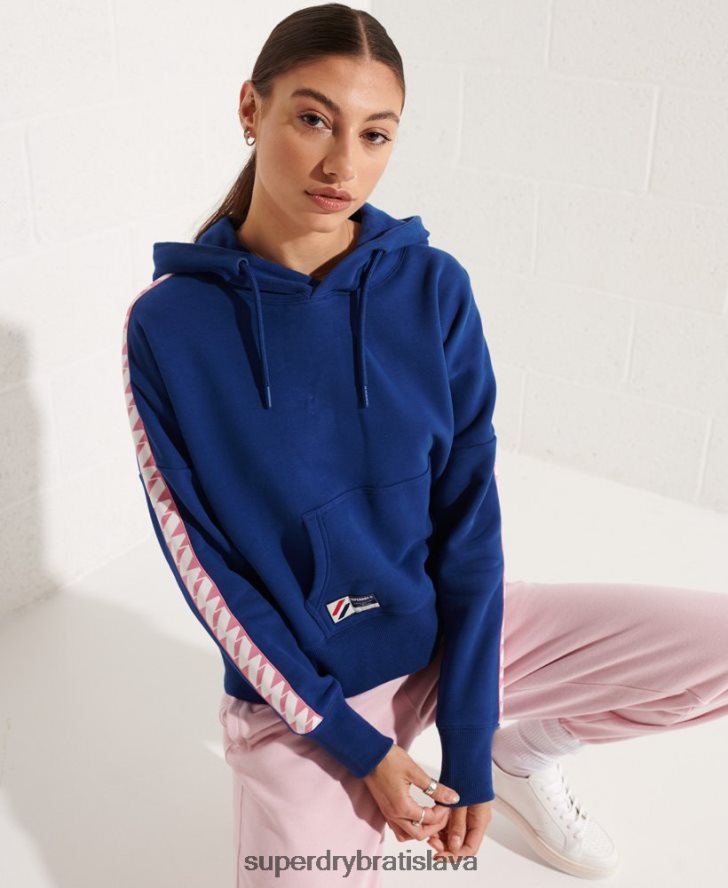 Superdry ženy mikina s kapucňou s logom tape crop 6B4ZTR6000 oblečenie námorníctvo