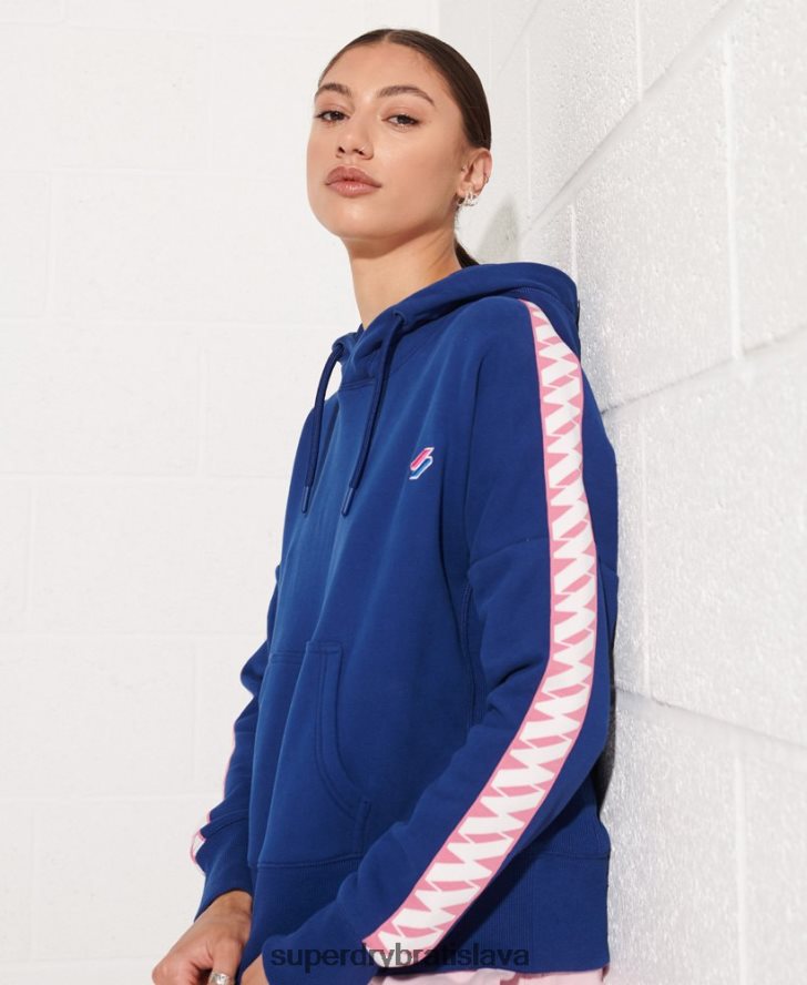Superdry ženy mikina s kapucňou s logom tape crop 6B4ZTR6000 oblečenie námorníctvo