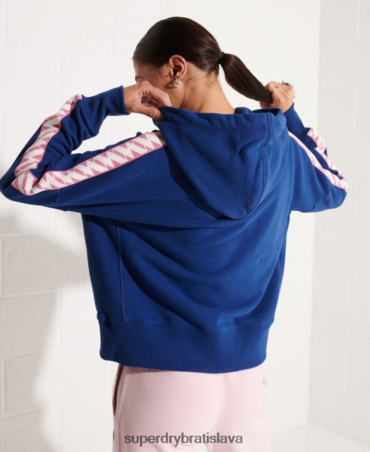 Superdry ženy mikina s kapucňou s logom tape crop 6B4ZTR6000 oblečenie námorníctvo