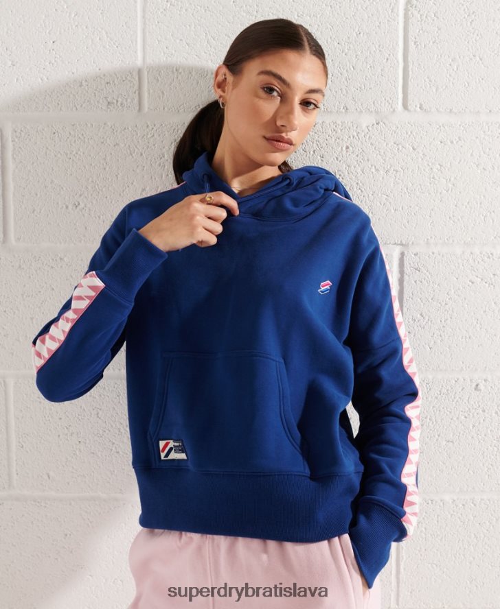 Superdry ženy mikina s kapucňou s logom tape crop 6B4ZTR6000 oblečenie námorníctvo