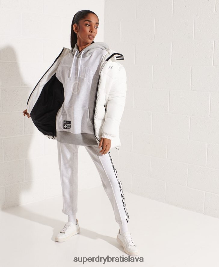 Superdry ženy mikina s kapucňou univerzitného oblúka 6B4ZTR5784 oblečenie svetlo šedá