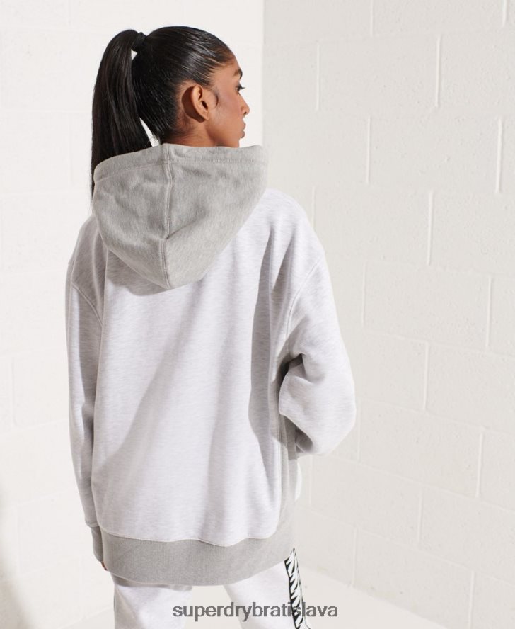 Superdry ženy mikina s kapucňou univerzitného oblúka 6B4ZTR5784 oblečenie svetlo šedá