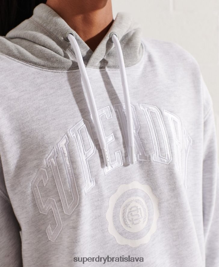 Superdry ženy mikina s kapucňou univerzitného oblúka 6B4ZTR5784 oblečenie svetlo šedá