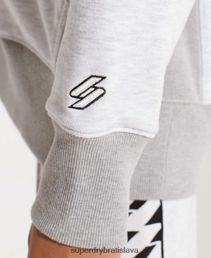 Superdry ženy mikina s kapucňou univerzitného oblúka 6B4ZTR5784 oblečenie svetlo šedá