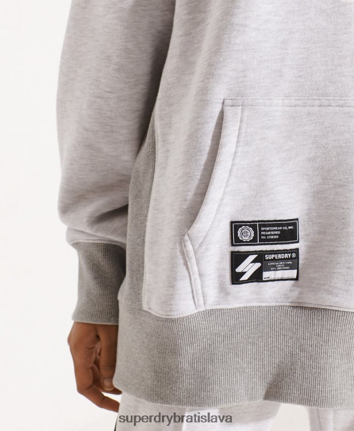 Superdry ženy mikina s kapucňou univerzitného oblúka 6B4ZTR5784 oblečenie svetlo šedá