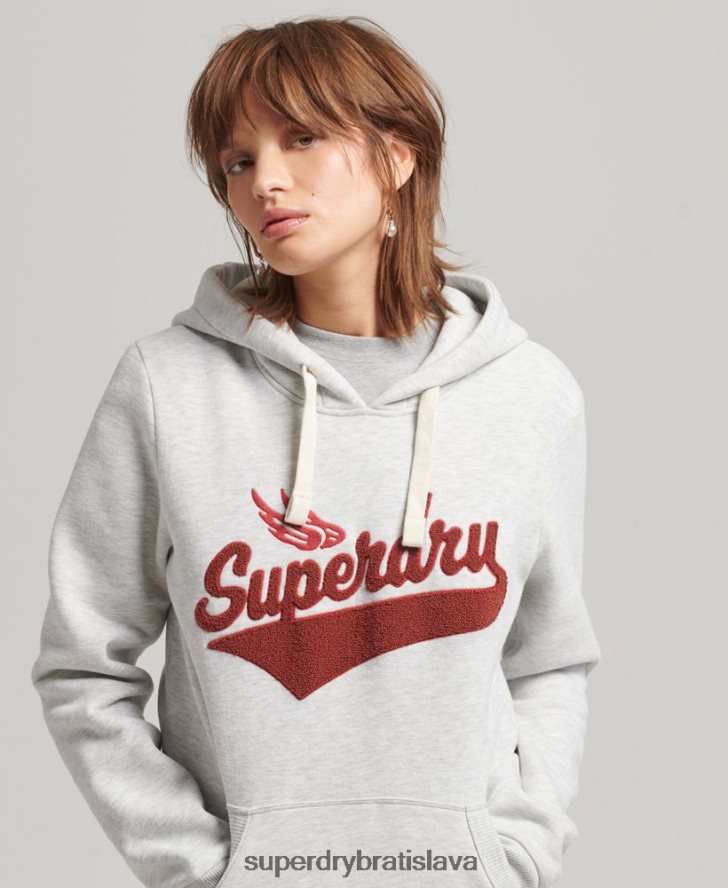 Superdry ženy mikina s kapucňou v štýle skriptov 6B4ZTR3443 oblečenie svetlo šedá