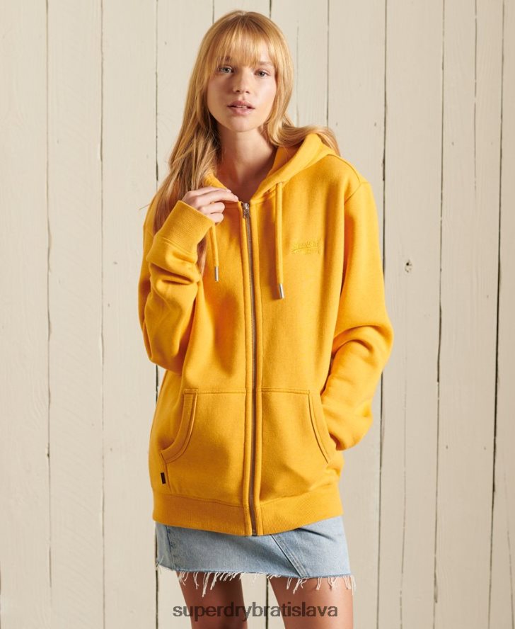 Superdry ženy mikina s kapucňou voľného strihu s vintage logom 6B4ZTR6172 oblečenie žltá