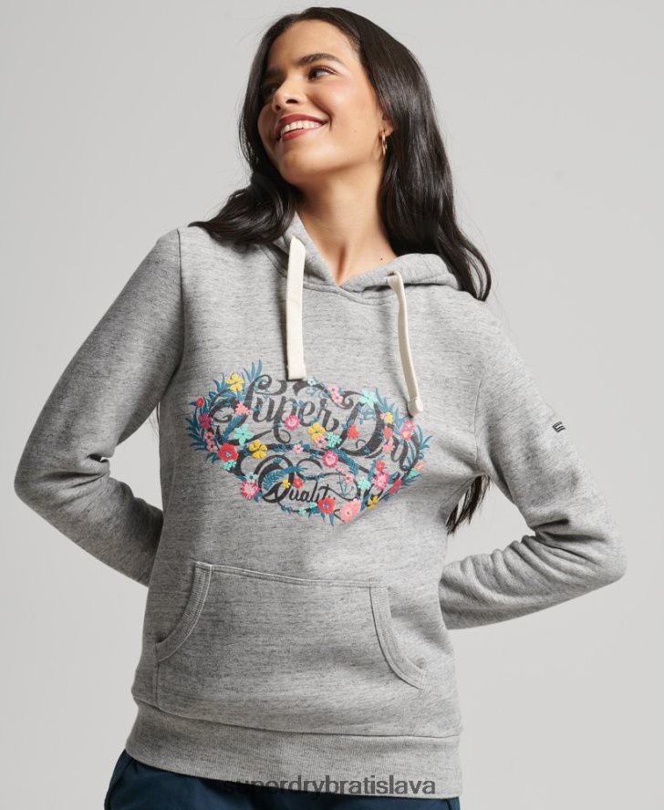 Superdry ženy mikina s kvetinovým motívom 6B4ZTR3376 oblečenie sivá